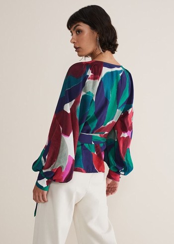 Phase Eight Shalni Abstract Floral Wrap Shirts Multicolor USA | 5108432-KL